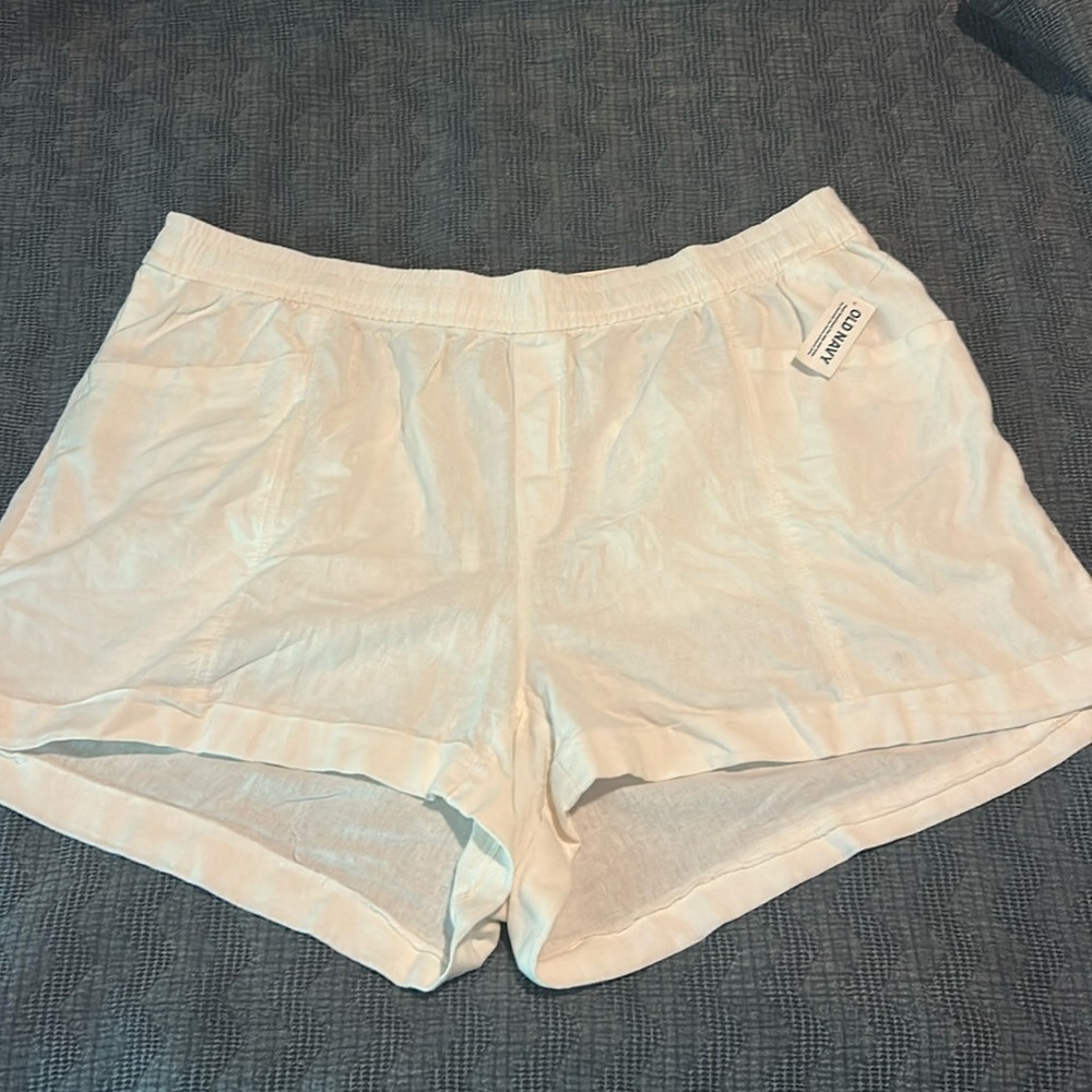 NWT Old Navy Linen High Rise 3.5” Inseam Shorts White 2XL